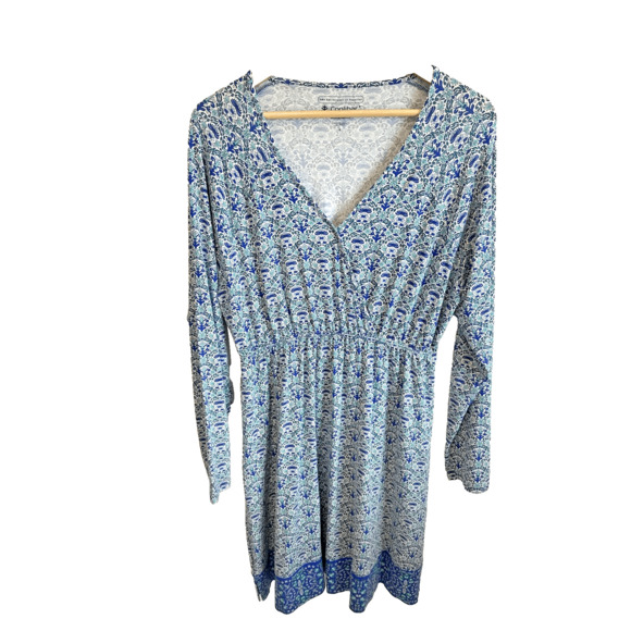 Coolibar Dress swim Cover Up Blue White Sun Protection UPF 50+‎ womans Large - Picture 1 of 14